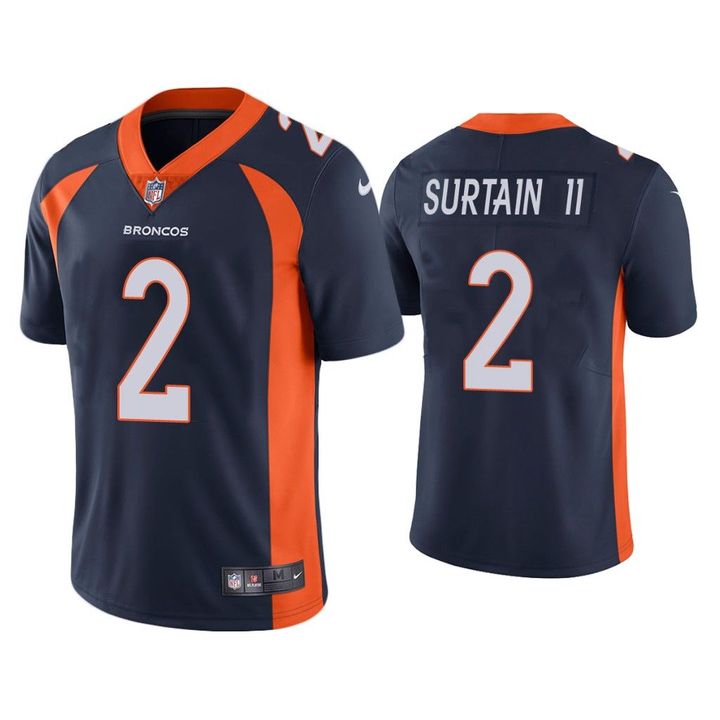 Men's Denver Broncos #2 Patrick Surtain II Navy NFL 2021 Draft Vapor Untouchable Limited Stitched Jersey